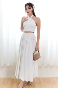 DEFECT | Heda Co-ord Maxi Skirt in White ( Regular Length ) in M,XL