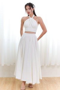 DEFECT | Heda Co-ord Maxi Skirt in White ( Regular Length ) in M,XL
