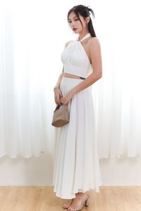 DEFECT | Heda Co-ord Maxi Skirt in White ( Regular Length ) in M,XL