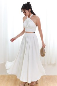 DEFECT | Heda Co-ord Maxi Skirt in White ( Regular Length ) in M,XL