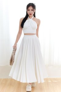 DEFECT | Heda Co-ord Maxi Skirt in White ( Petite Length ) in XXS, M, L DEFECT | Heda Co-ord Maxi Skirt in White ( Petite Length ) in XXS, M, L