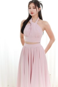 Heda Halter Co-ord Top in Light Pink