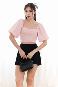 Cassie Puffy Sleeve Top in Pink