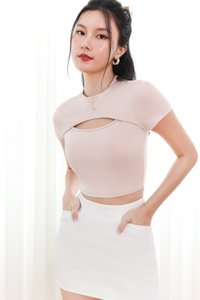 Cher Cut Out Top V2 in Light Muted Pink