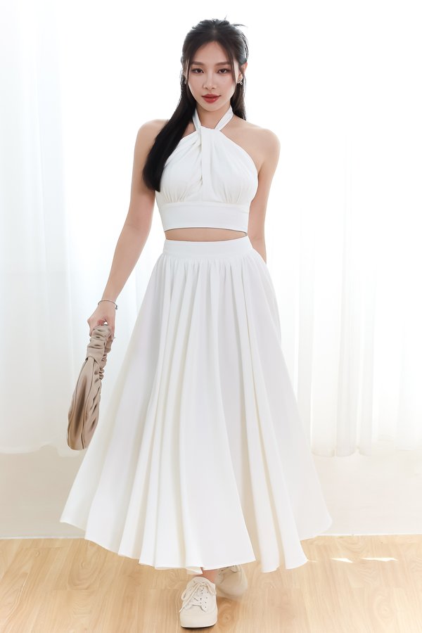 Heda Co-ord Maxi Skirt Set in White ( Petite Length )