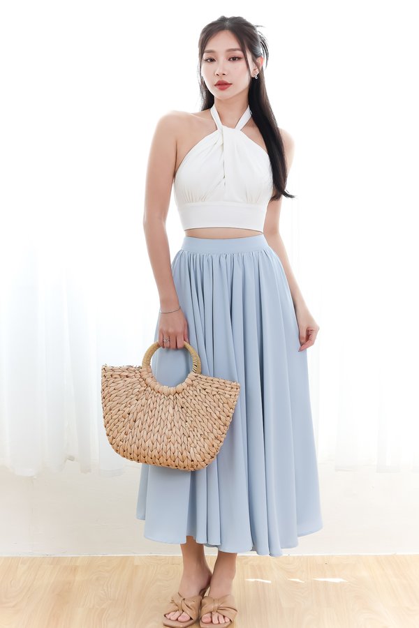 DEFECT | Heda Co-ord Maxi Skirt in Light Blue ( Petite Length ) in M