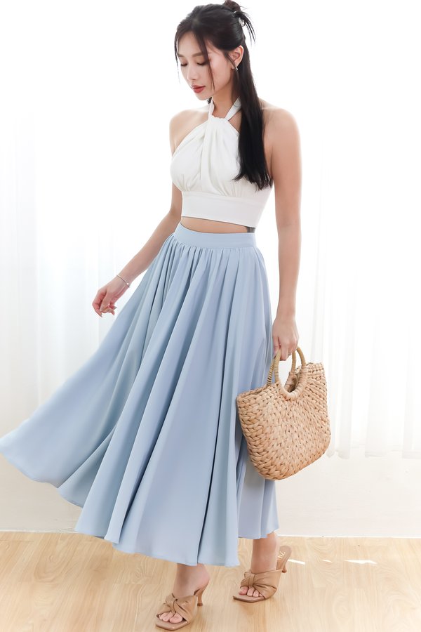 Heda Co-ord Maxi Skirt in Light Blue ( Petite Length )