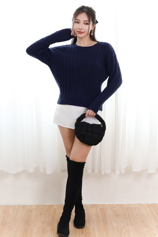 Callie Cable Knit Sweater in Navy