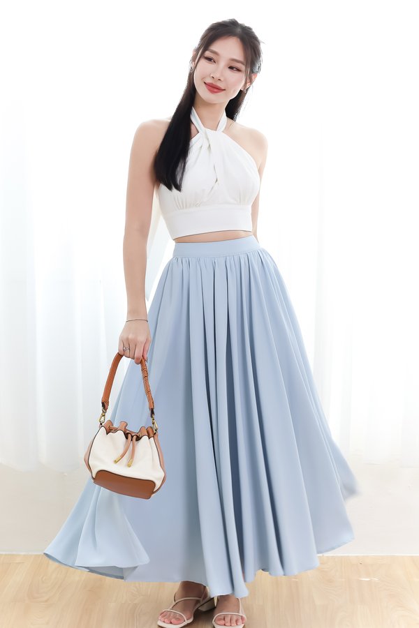 Heda Co-ord Maxi Skirt in Light Blue ( Regular Length )