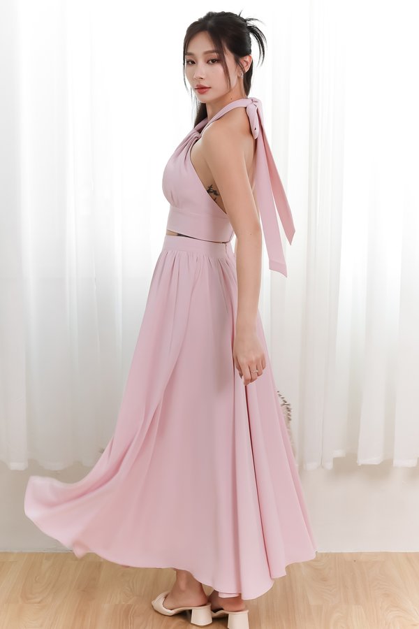 Heda Co-ord Maxi Skirt in Light Pink ( Regular Length )