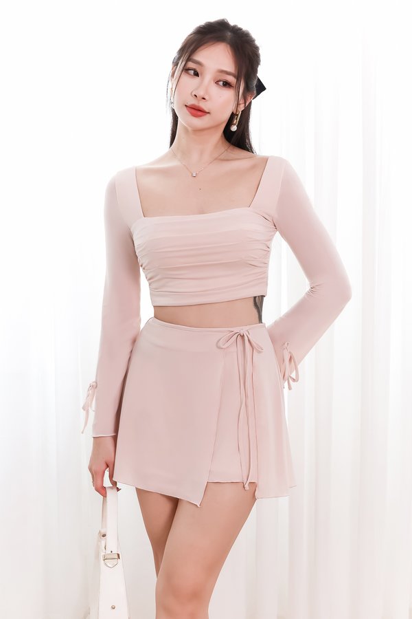 DEFECT | Rin Ribbon Sleeved Co-ord Top in Ballet Pink in M