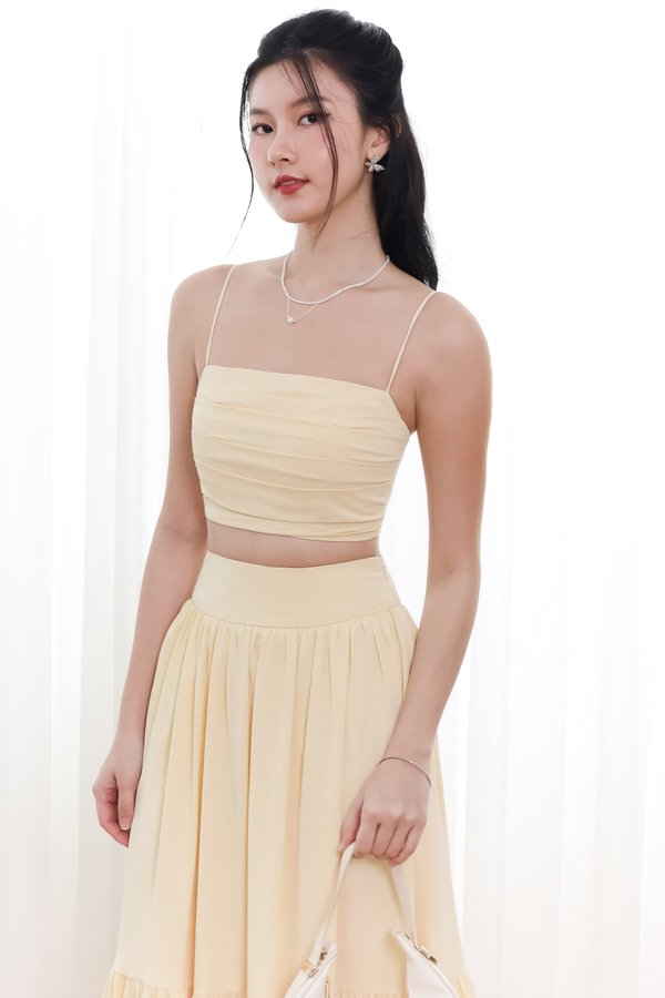 DEFECT | Tilly Tiered Top Petite V2 in Pastel Yellow in S