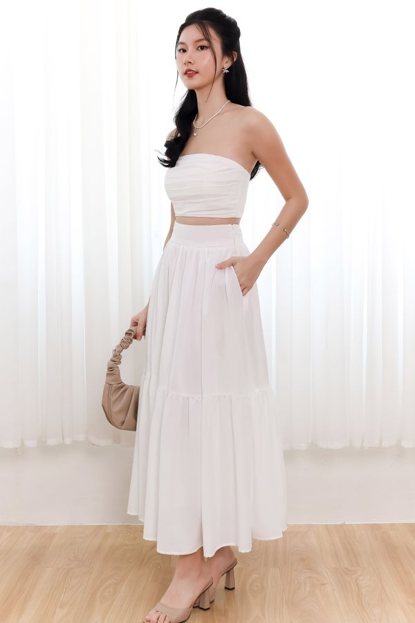 DEFECT | Tilly Tiered Maxi Petite in White in XS