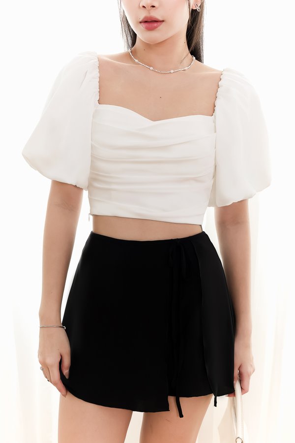 Cassie Puffy Sleeve Top in White