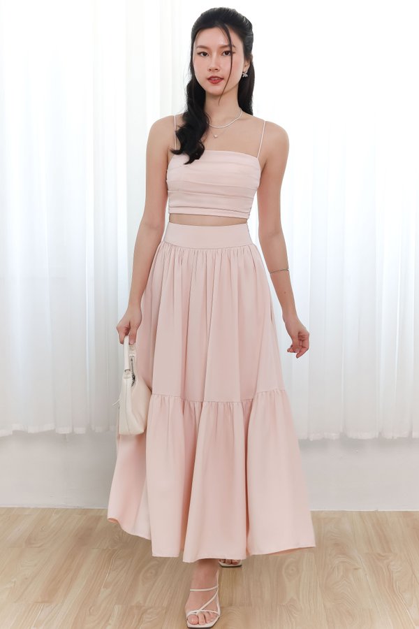 DEFECT | Tilly Tiered Maxi Petite in Blush Pink in M
