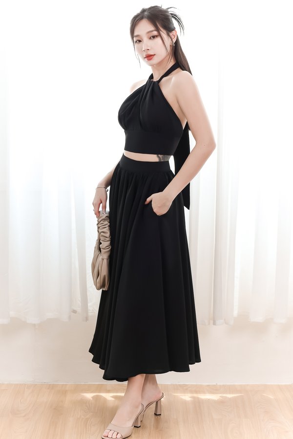 Heda Co-ord Maxi Skirt in Black ( Petite Length )