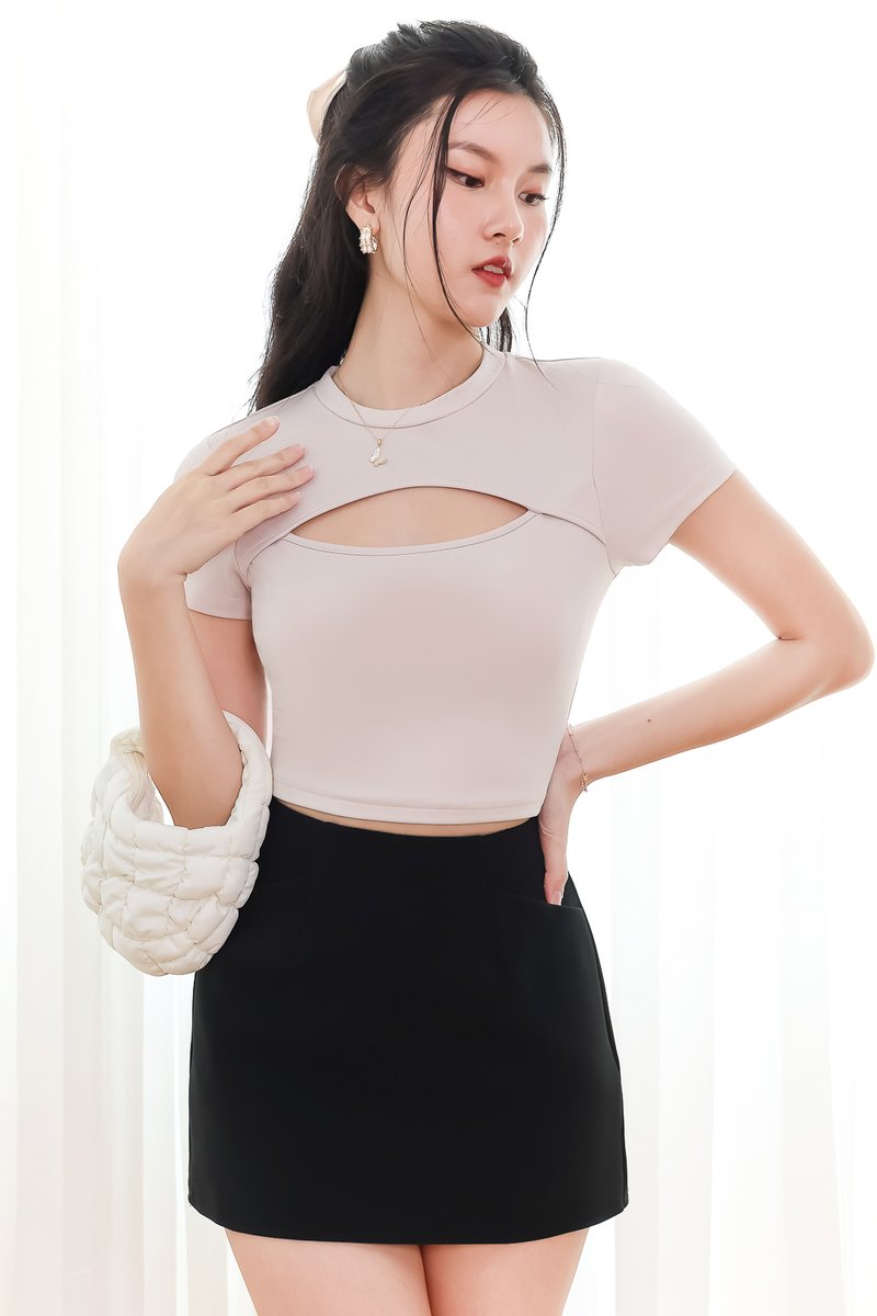 Cher Cut Out Top V2 in Nude Grey