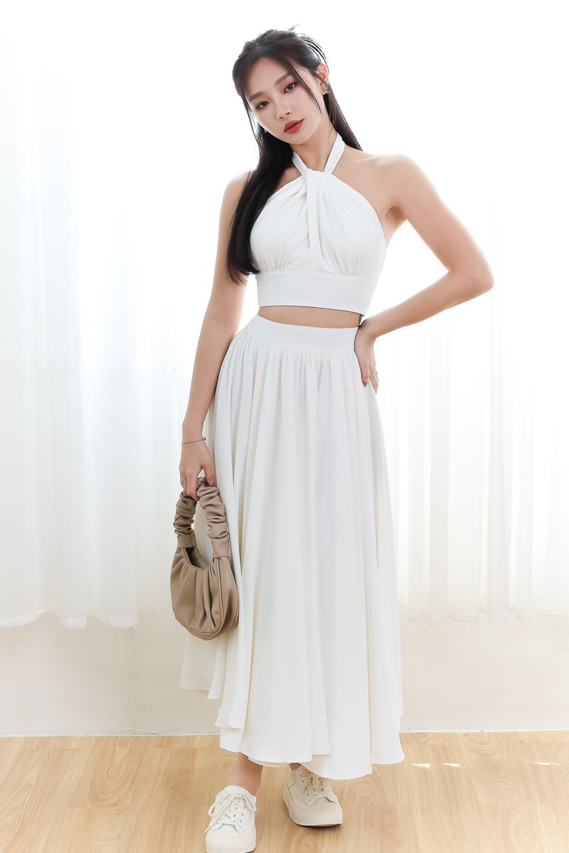 DEFECT | Heda Co-ord Maxi Skirt in White ( Petite Length ) in XXS, M, L