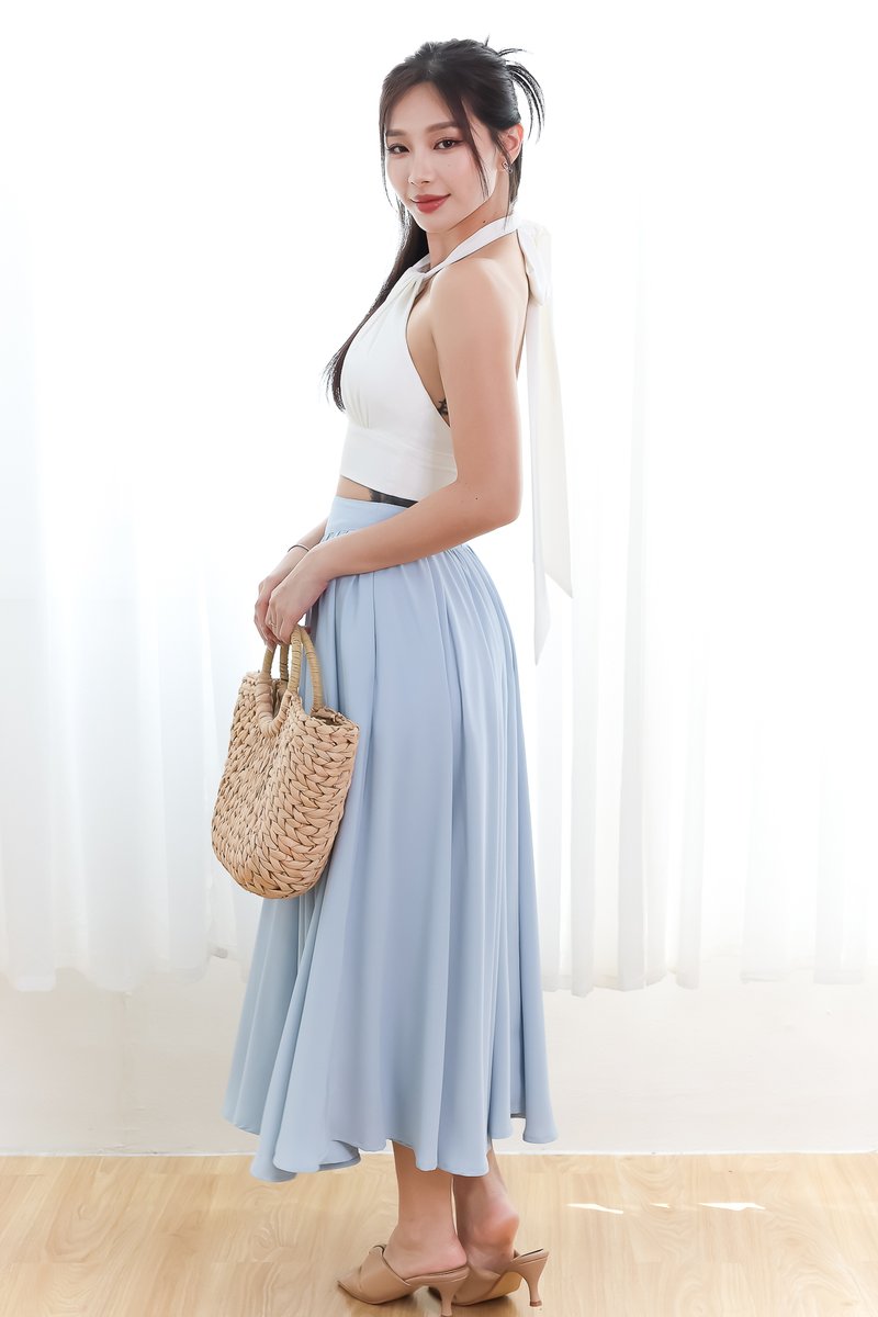 DEFECT | Heda Co-ord Maxi Skirt in Light Blue ( Petite Length ) in XS