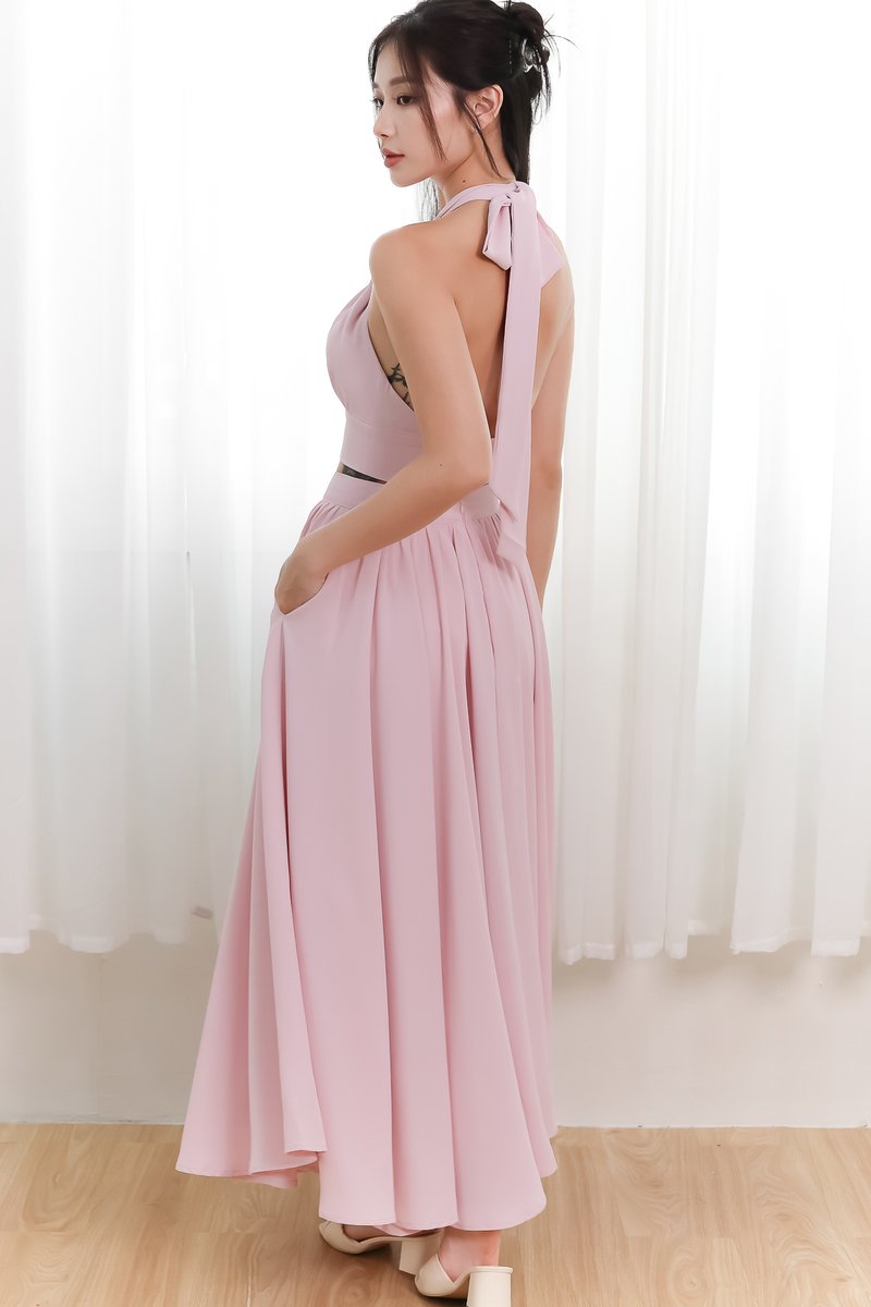 Heda Halter Co-ord Top in Light Pink