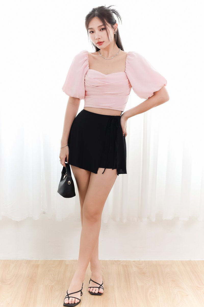 Cassie Puffy Sleeve Top in Pink