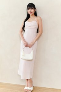 Clarelle Cross Back Midaxi Dress in Light Pastel Pink