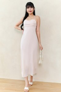 Clarelle Cross Back Midaxi Dress in Light Pastel Pink