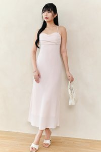 Clarelle Cross Back Midaxi Dress in Light Pastel Pink