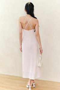 Clarelle Cross Back Midaxi Dress in Light Pastel Pink