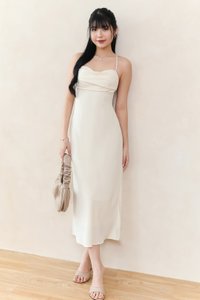 DEFECT | Clarelle Cross Back Midaxi Dress in Cream Yellow in S DEFECT | Clarelle Cross Back Midaxi Dress in Cream Yellow in S