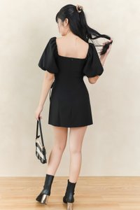 Serene Sweetheart Sleeved Romper Dress in Black Serene Sweetheart Sleeved Romper Dress in Black