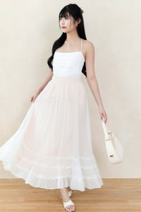 Claredy Cross Back Pearl Top in White Claredy Cross Back Pearl Top in White