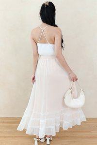 Claredy Cross Back Pearl Top in White Claredy Cross Back Pearl Top in White
