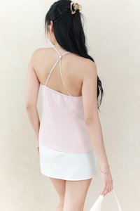 Claredy Cross Back Pearl Top in Light Pink Claredy Cross Back Pearl Top in Light Pink