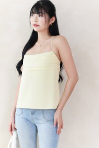 Claredy Cross Back Pearl Top in Light Yellow Claredy Cross Back Pearl Top in Light Yellow