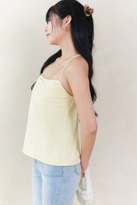 Claredy Cross Back Pearl Top in Light Yellow Claredy Cross Back Pearl Top in Light Yellow