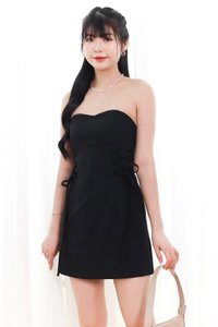 RESTOCKS | Serena Sweetheart Romper Dress V2 in Black