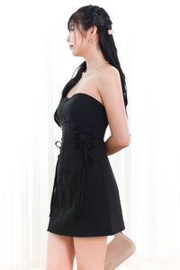 RESTOCKS | Serena Sweetheart Romper Dress V2 in Black