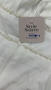 DEFECT | Perdi Pearl Pleated Jumpsuit in White in S/M