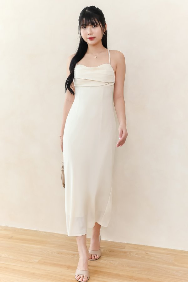 DEFECT | Clarelle Cross Back Midaxi Dress in Cream Yellow in size XL