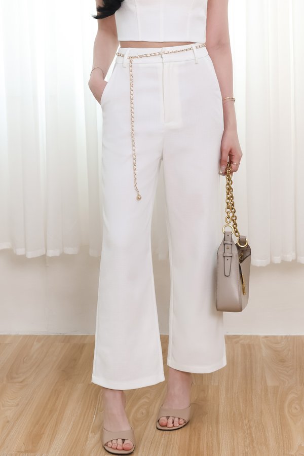 Chancie Co-ord Belted Pants in White