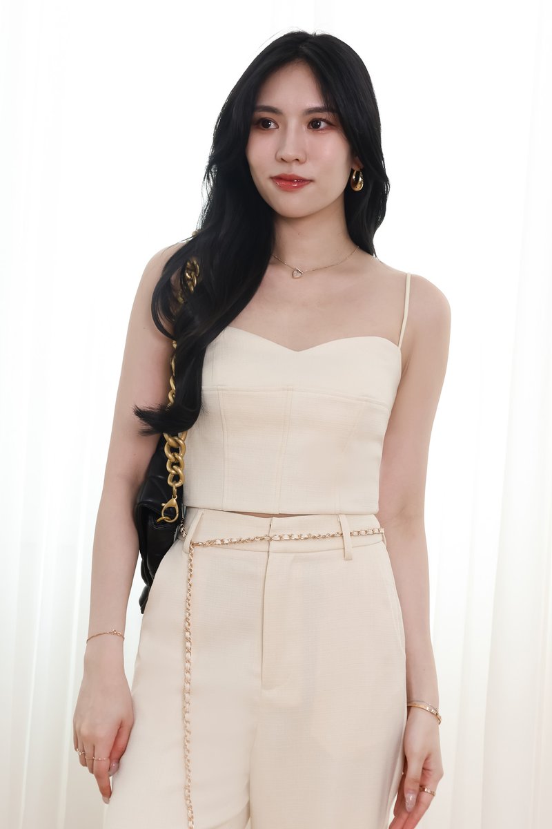 Chancie Co-ord Padded Top in Cream Yellow