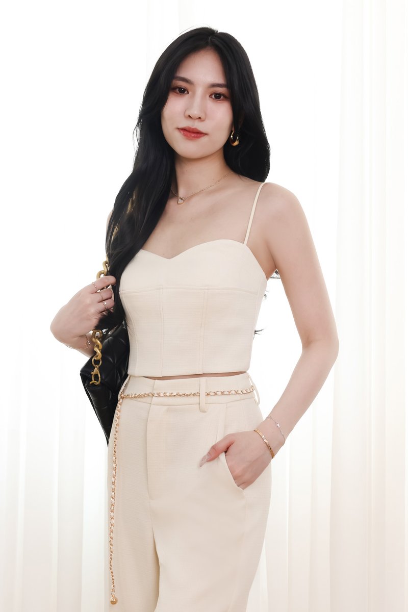 Chancie Co-ord Padded Top in Cream Yellow