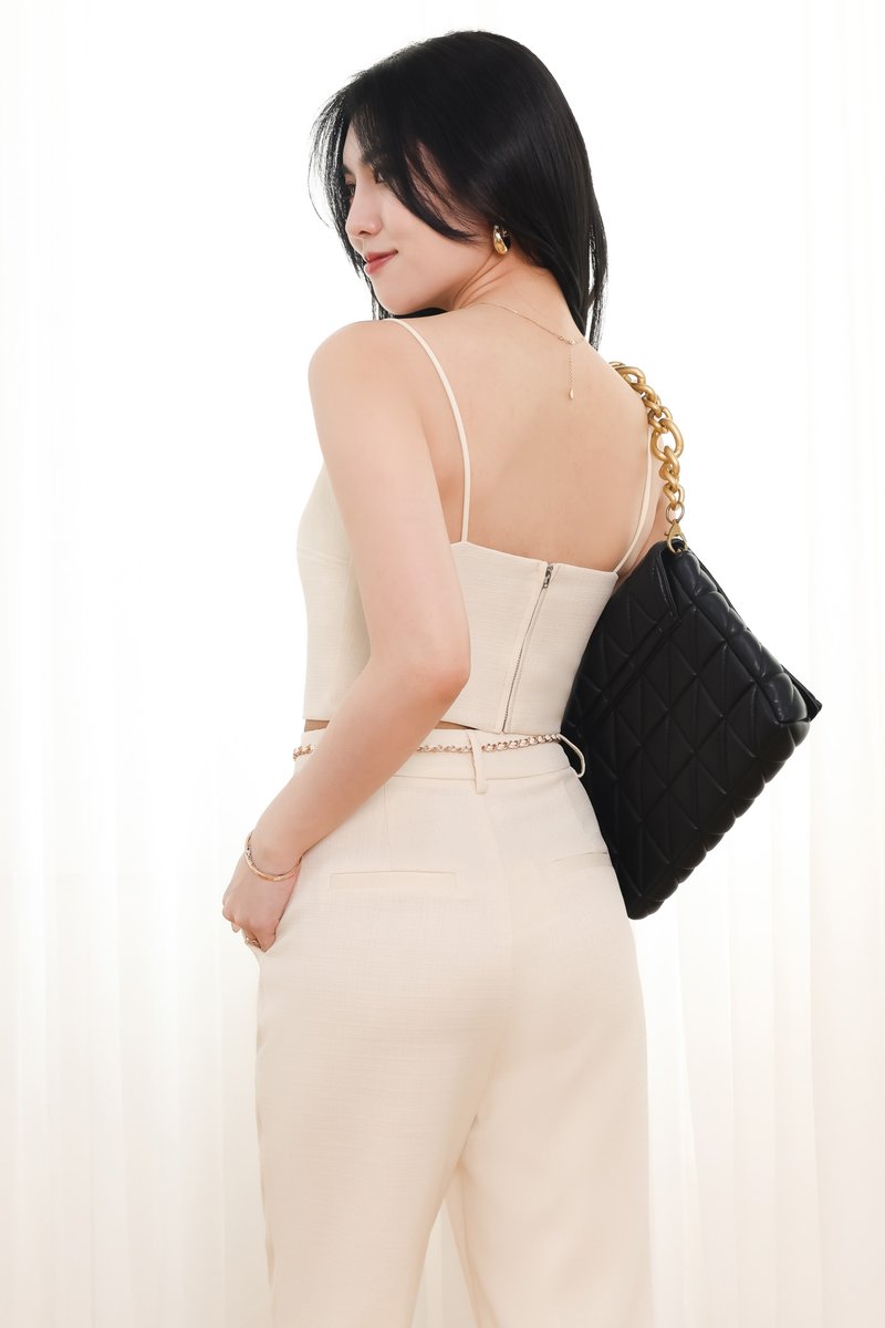 Chancie Co-ord Padded Top in Cream Yellow