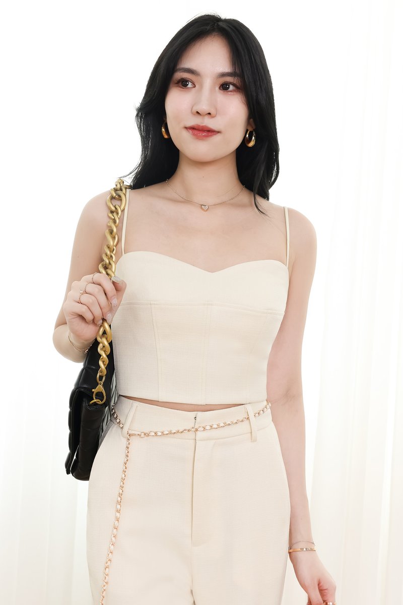 Chancie Co-ord Padded Top in Cream Yellow