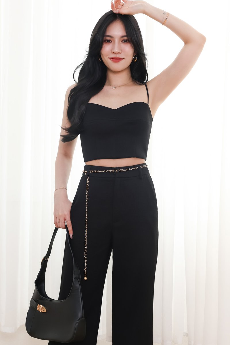 Chancie Co-ord Padded Top in Black
