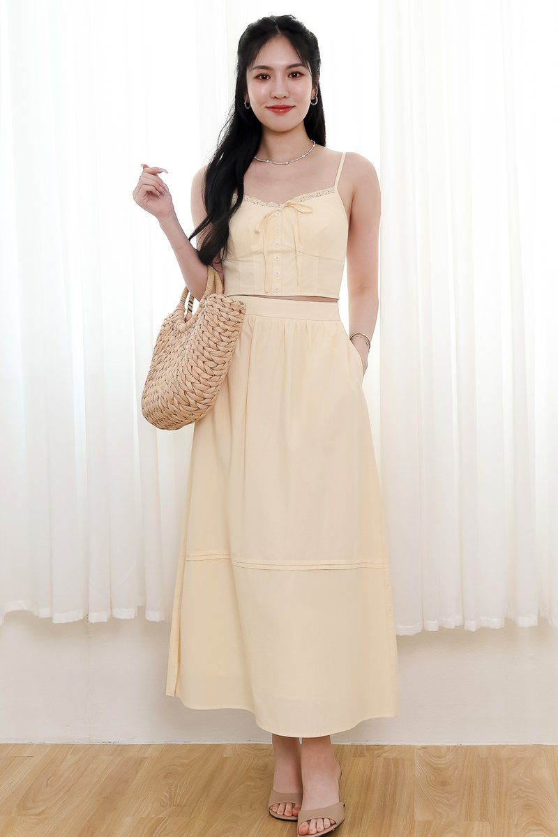 Cayla Co-ord Skirt Midi in Light Yellow