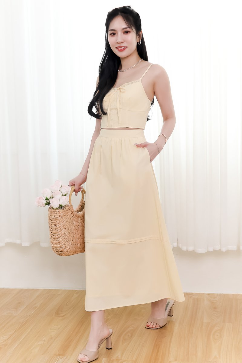 Cayla Co-ord Skirt Midi in Light Yellow