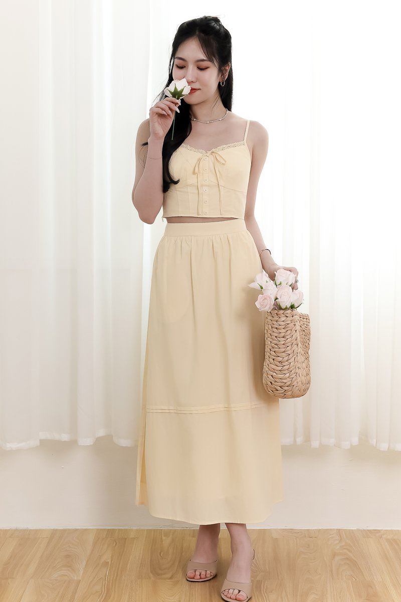 Cayla Co-ord Skirt Midi in Light Yellow
