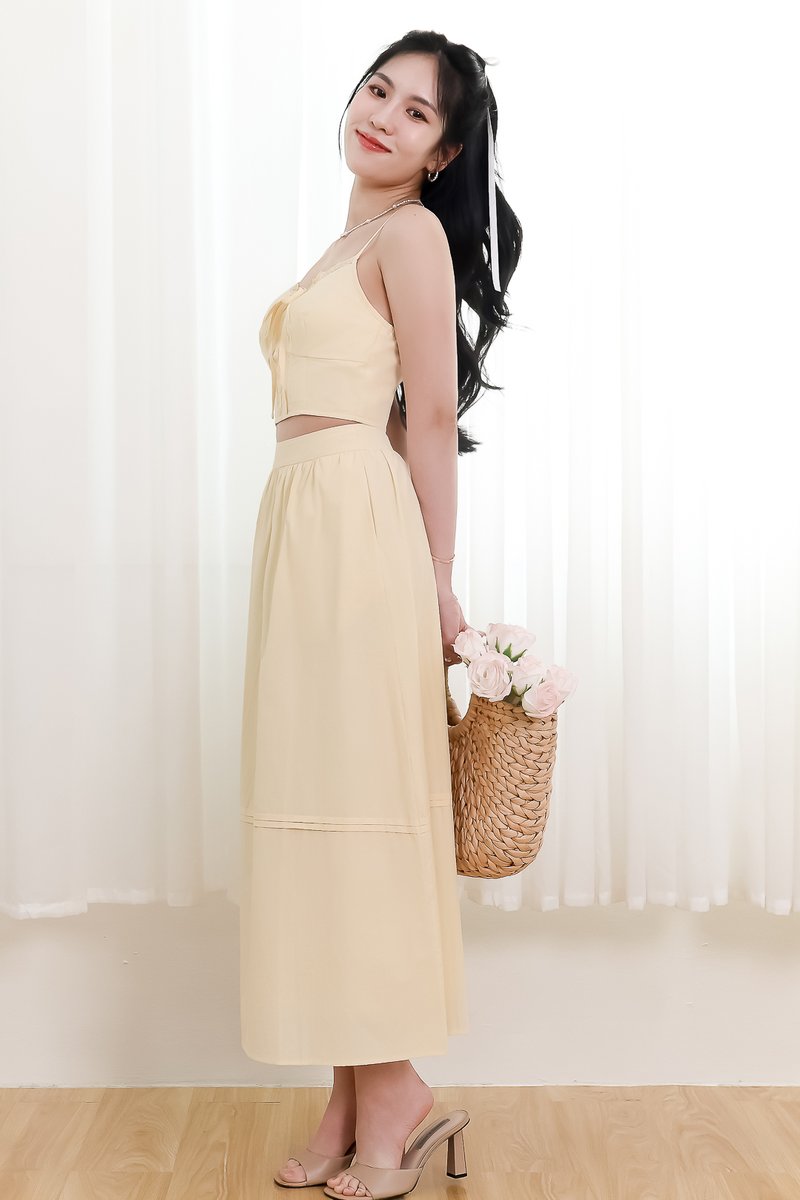 Cayla Co-ord Skirt Midi in Light Yellow